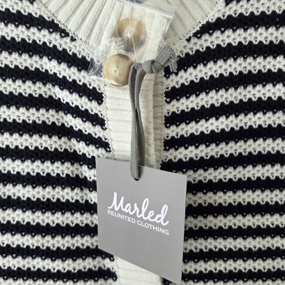 MARLED Button Down Sweater Vest | Small | Navy White Stripes Academia Preppy NWT - Picture 7 of 9